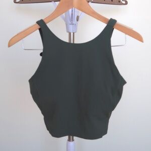 Lululemon Dark Green Cropped Tank with Built-In Bra